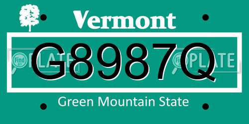 G8987Q Vermont License Plate