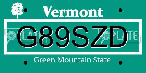 G89SZD Vermont License Plate