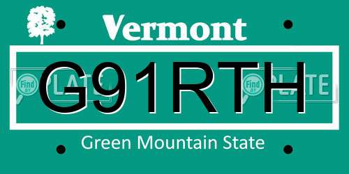 G91RTH Vermont License Plate