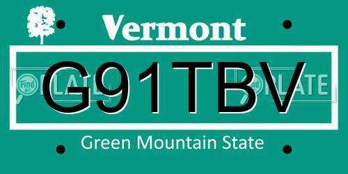 G91TBV Vermont License Plate