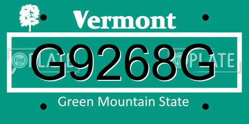G9268G Vermont License Plate