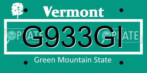 G933GI Vermont License Plate