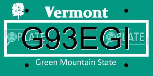 G93EGI Vermont License Plate