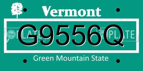 G9556Q Vermont License Plate
