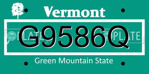 G9586Q Vermont License Plate