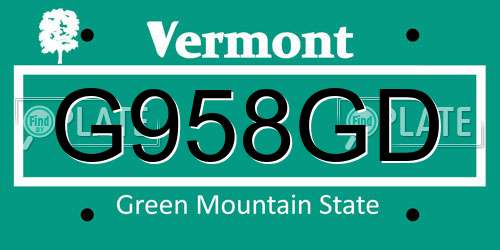 G958GD Vermont License Plate
