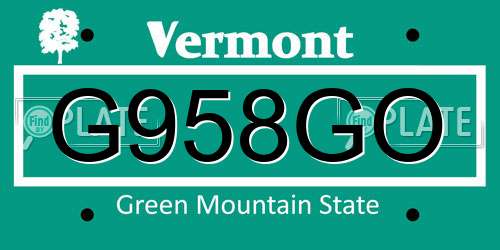 G958GO Vermont License Plate
