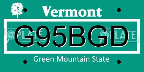 G95BGD Vermont License Plate
