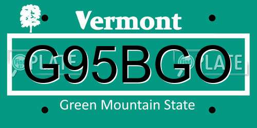 G95BGO Vermont License Plate