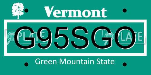 G95SGO Vermont License Plate