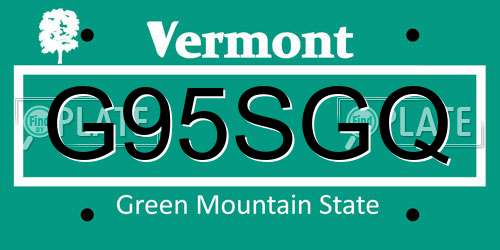 G95SGQ Vermont License Plate