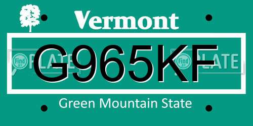 G965KF Vermont License Plate