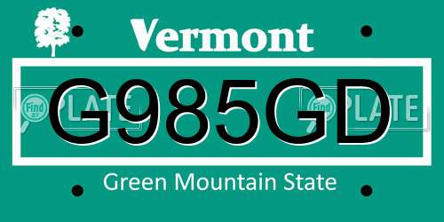 G985GD Vermont License Plate