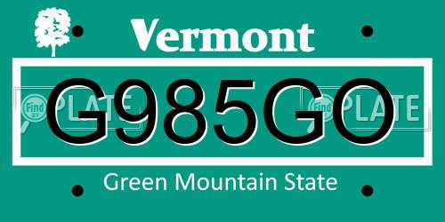 G985GO Vermont License Plate