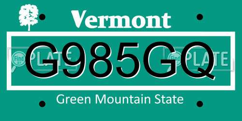 G985GQ Vermont License Plate