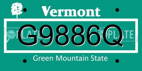 G9886Q Vermont License Plate