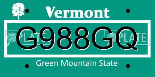 G988GQ Vermont License Plate