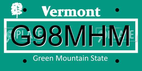G98MHM Vermont License Plate