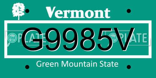 G9985V Vermont License Plate