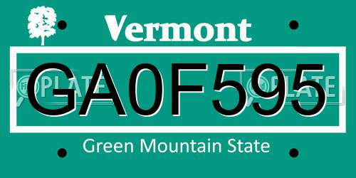 GA0F595 Vermont License Plate