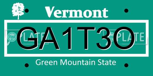 GA1T3O Vermont License Plate