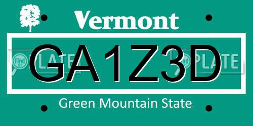 GA1Z3D Vermont License Plate