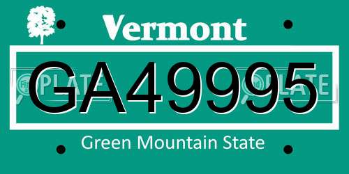 GA49995 Vermont License Plate