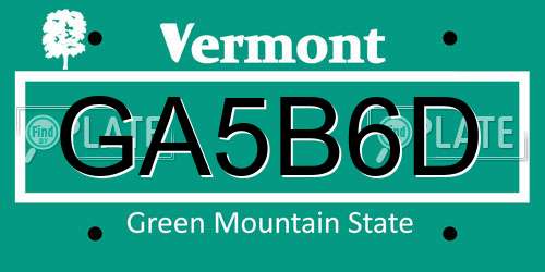 GA5B6D Vermont License Plate