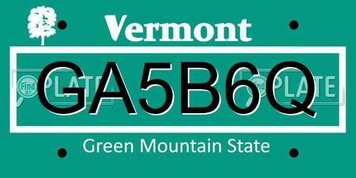 GA5B6Q Vermont License Plate