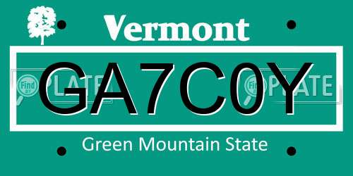 GA7C0Y Vermont License Plate