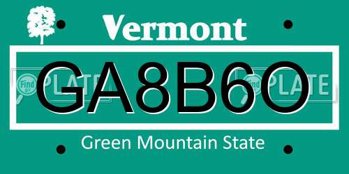 GA8B6O Vermont License Plate