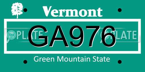 GA976 Vermont License Plate