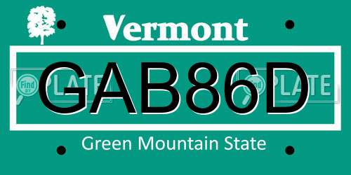 GAB86D Vermont License Plate