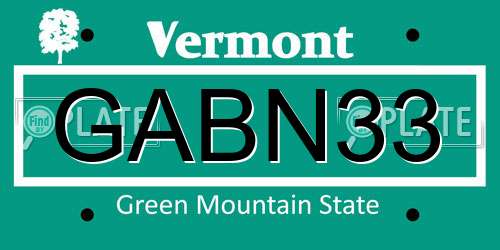 GABN33 Vermont License Plate