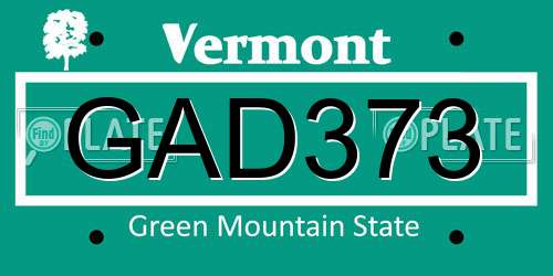 GAD373 Vermont License Plate