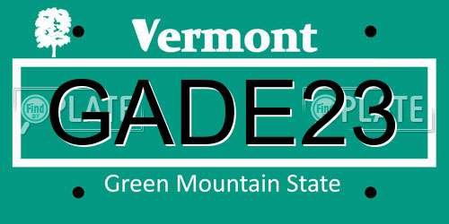 GADE23 Vermont License Plate