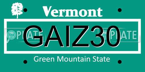 GAIZ30 Vermont License Plate