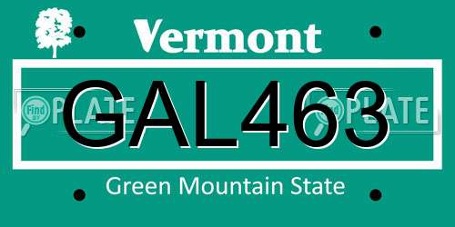 GAL463 Vermont License Plate