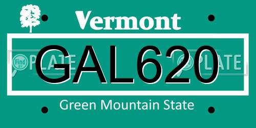 GAL620 Vermont License Plate