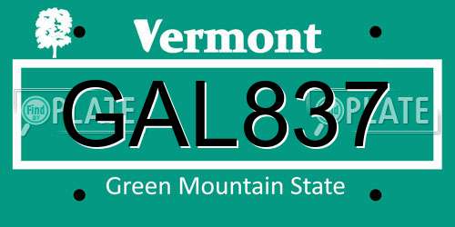 GAL837 Vermont License Plate