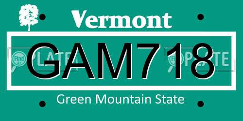 GAM718 Vermont License Plate