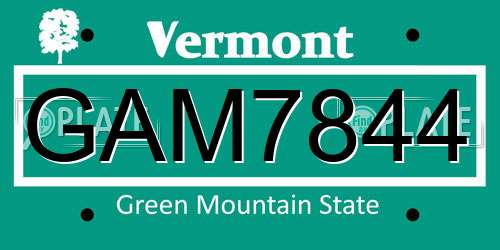 GAM7844 Vermont License Plate