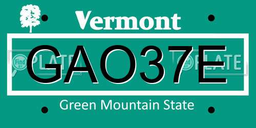 GAO37E Vermont License Plate