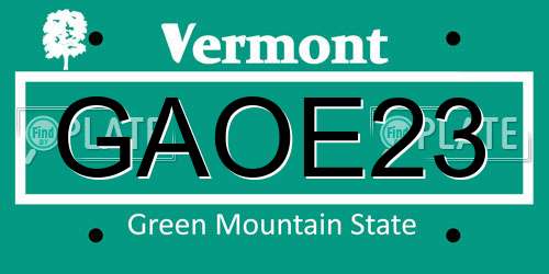 GAOE23 Vermont License Plate