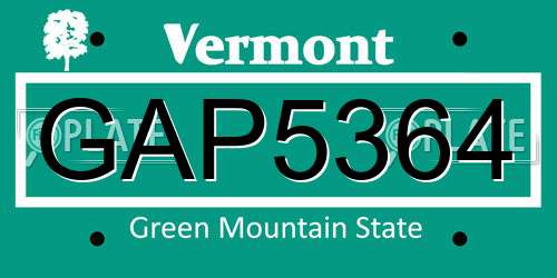 GAP5364 Vermont License Plate