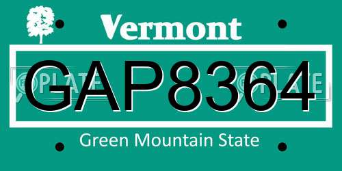 GAP8364 Vermont License Plate