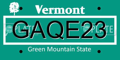 GAQE23 Vermont License Plate