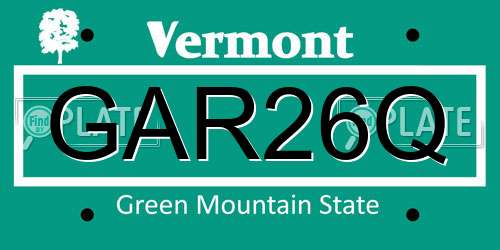 GAR26Q Vermont License Plate