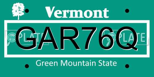 GAR76Q Vermont License Plate