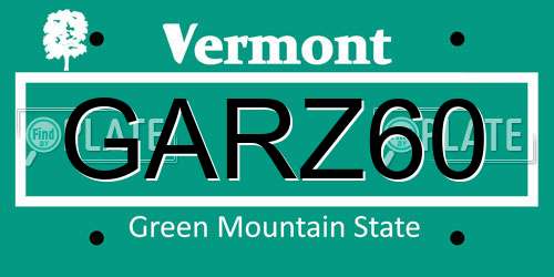 GARZ60 Vermont License Plate
